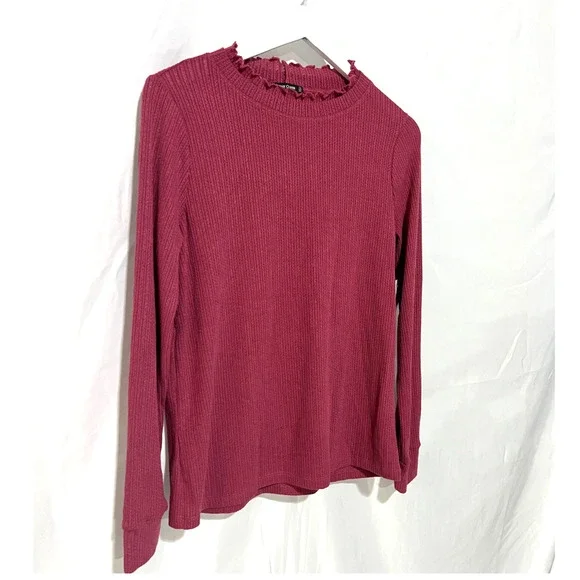 Pink Clover Top Womens Large Long Sleeve Mock Neck Ribbed Stitch Fix Mauve NEW - Picture 8 of 11